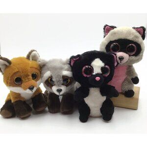 Ty Beanie Boos Forest Animals Rocco Bandit Racoon Fay Fox Flora Skunk Woodland